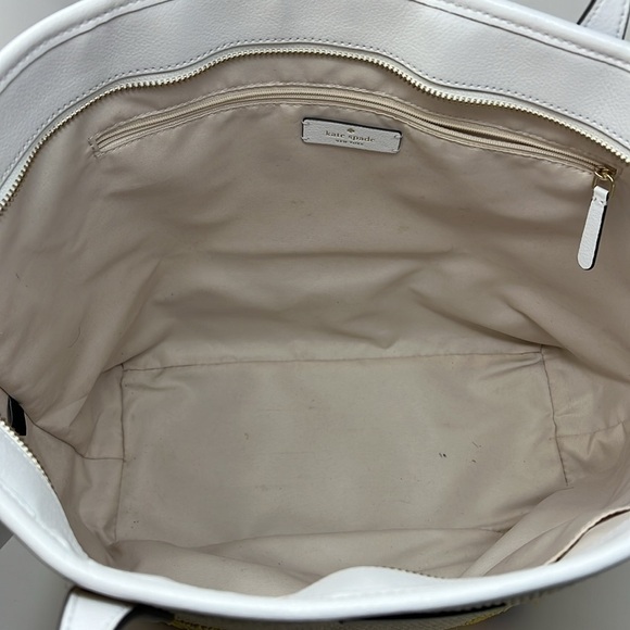 KATE SPADE New York White Leather Ash Straw Lemon Zest Large Tote Bag - Unworn - Picture 7 of 10
